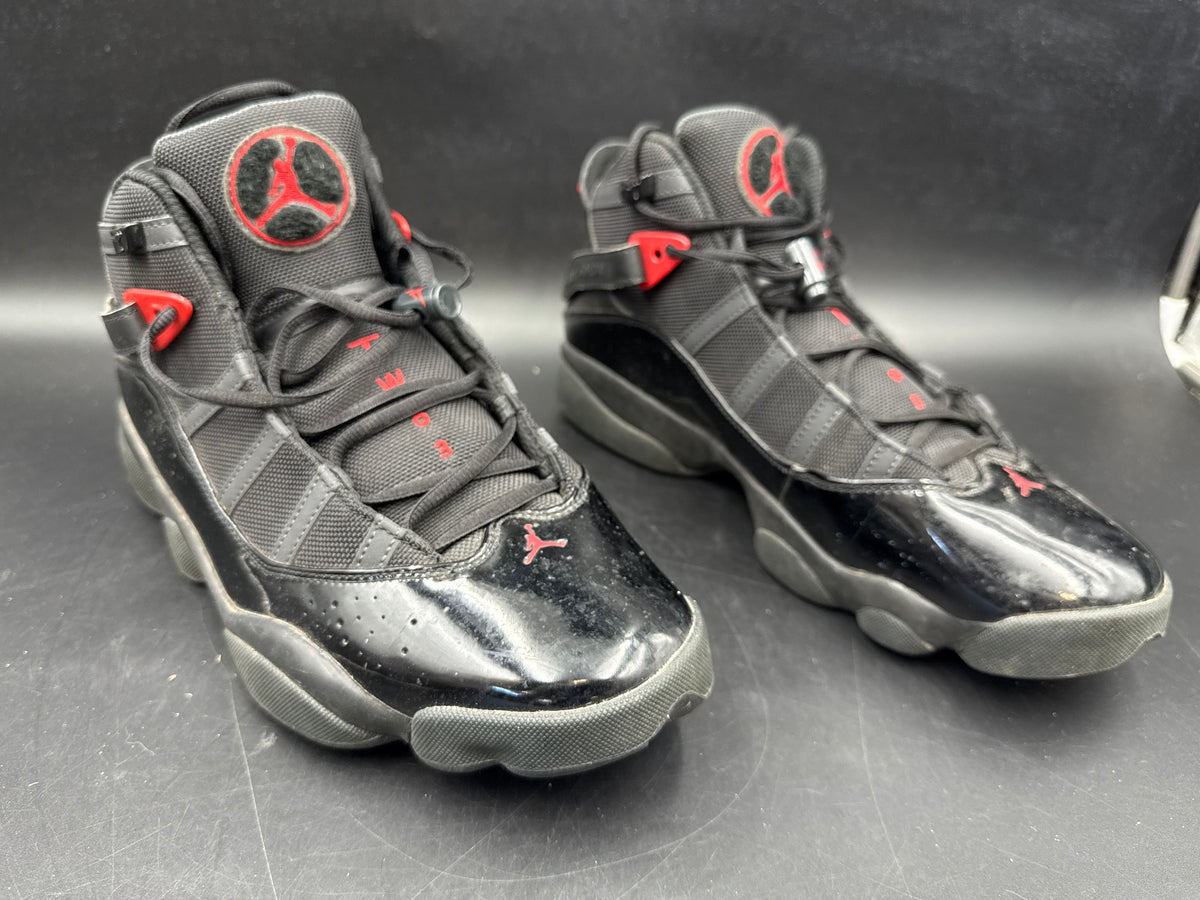 Nike Jordan 6 Rings Black Anthracite Fire Red Basketball Sneakers Size 12 COA