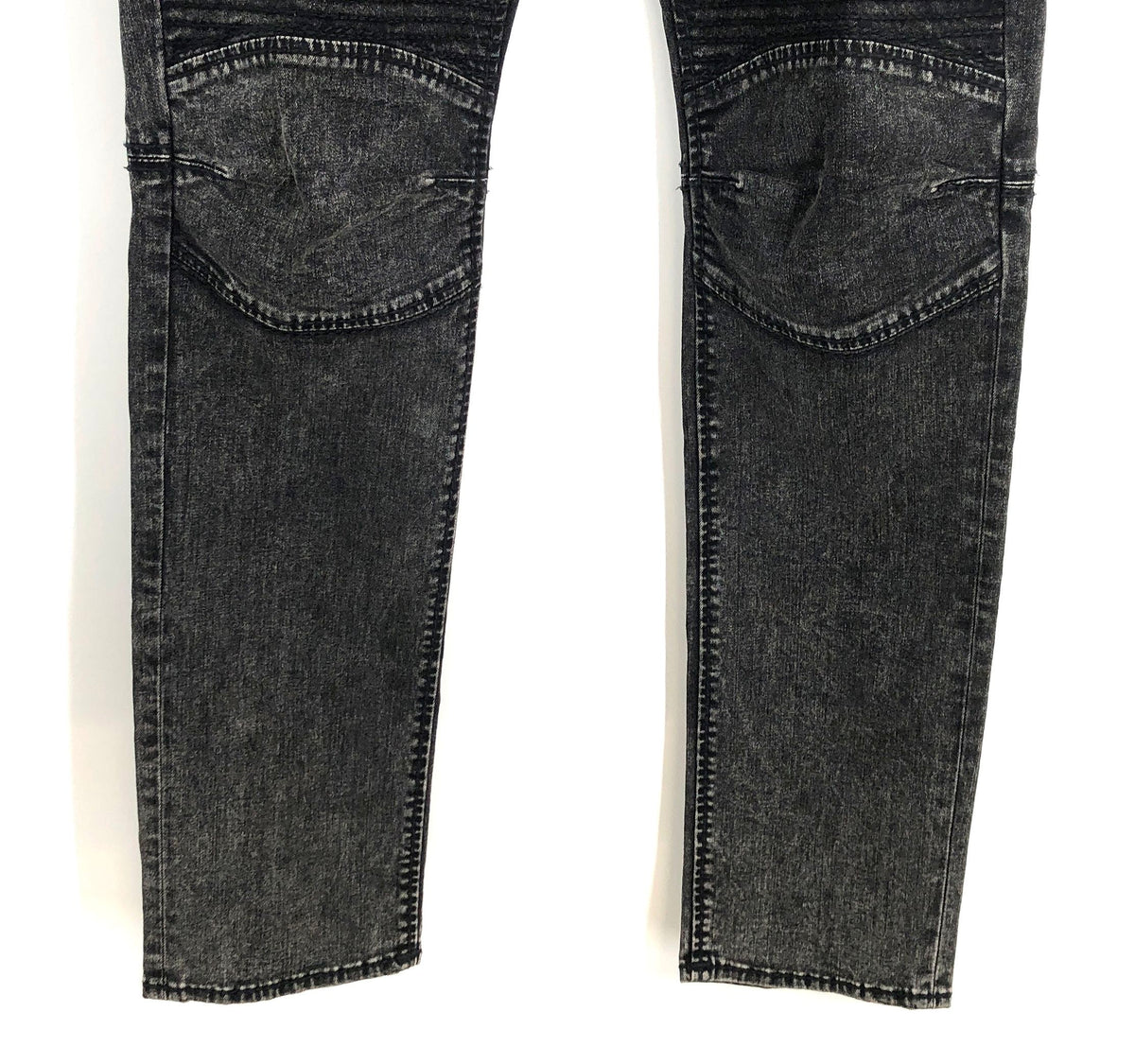 True Religion Men's Geno Relaxed Slim Moto Jeans Black Acid Wash Ribbed Sz 34