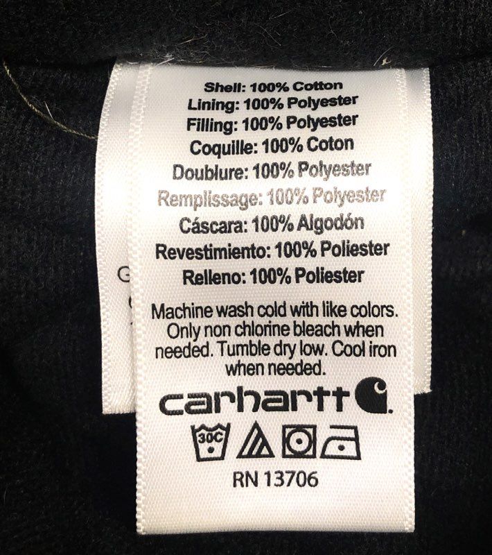 Carhartt Kids' Green Hooded Canvas Quilted Lined Active Jacket Size M 10-12