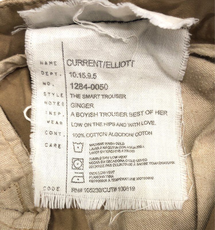 Current/Elliott Women's Ginger The Smart Trouser Low Rise Chino Pants Size 24