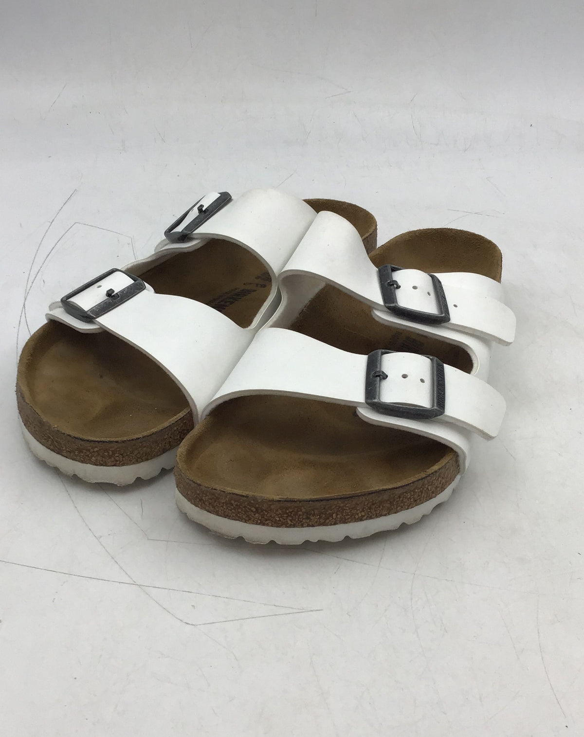 Birkenstock Women&#39;s White Open Toe Adjustable Strap Slide Sandals - Size 11