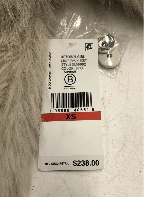 NWT Karen Kane Women's Ivory Faux Fur Crop Jacket - Size XS