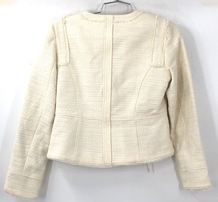 White House Black Market Women's Tweed Military Jacket Buttermilk NWT Sz 4
