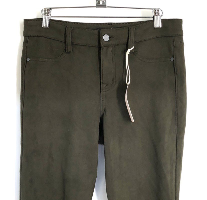 Level 99 Women's Olive Green Faux Suede Tapered Skinny Pants Size 29P