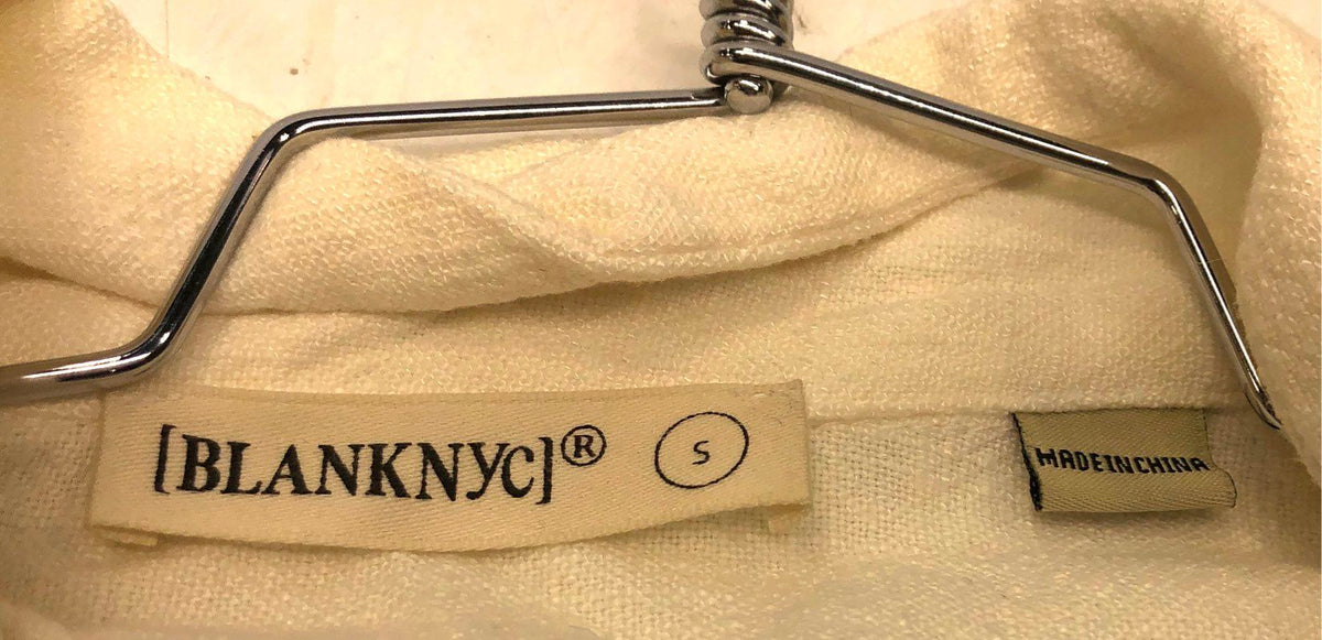 [BLANKNYC] Women's Off White Linen Blend Utility Jacket Pocket Drawstring Sz S