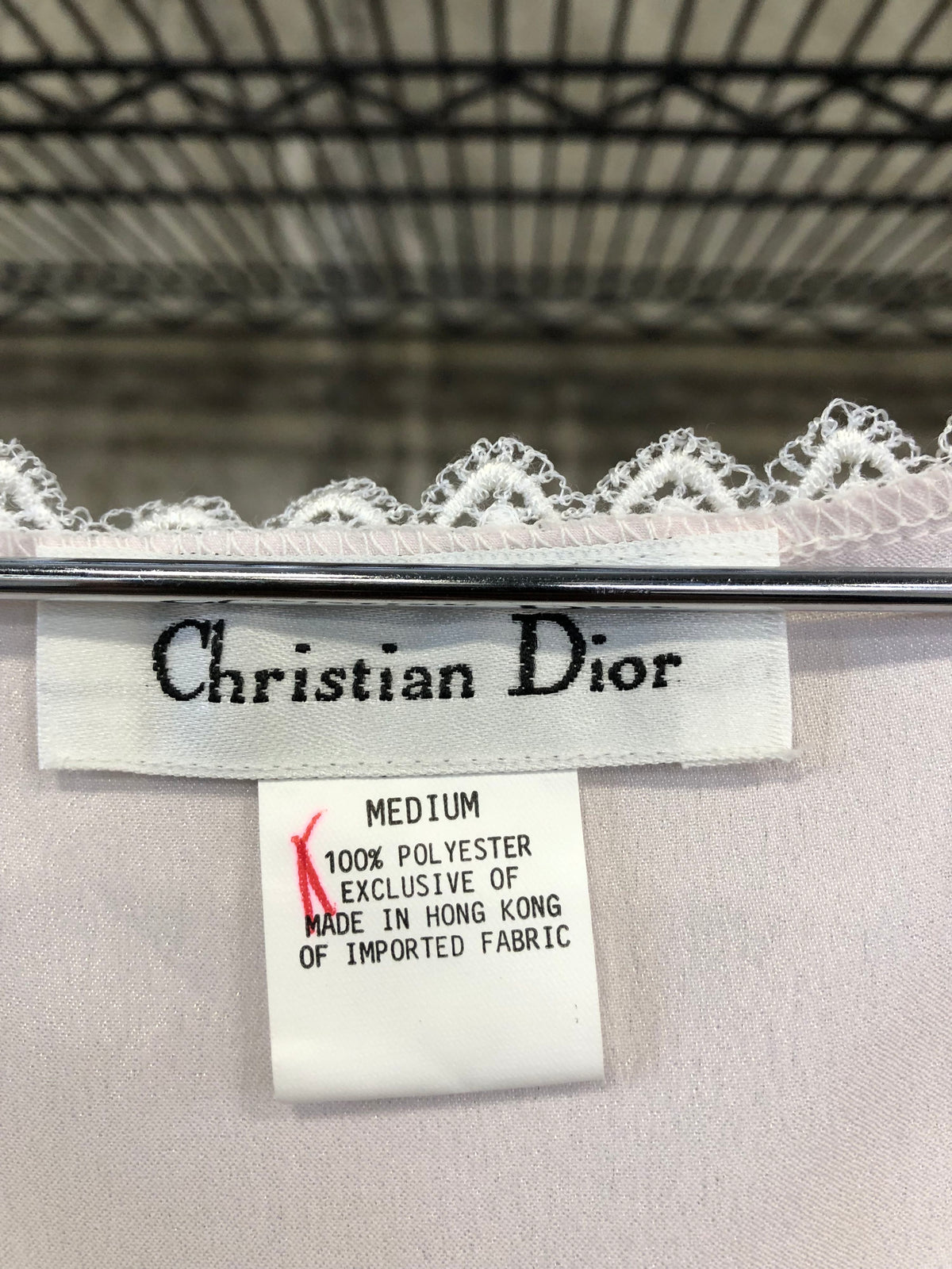Vintage 90s Christian Dior Women's Pale Pink Lace Trim Nightgown Sz M