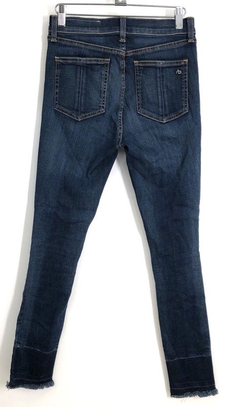 rag & bone Women's 10 Inch Capri Stanwix Blue High Rise Raw Hem Jeans Sz 26