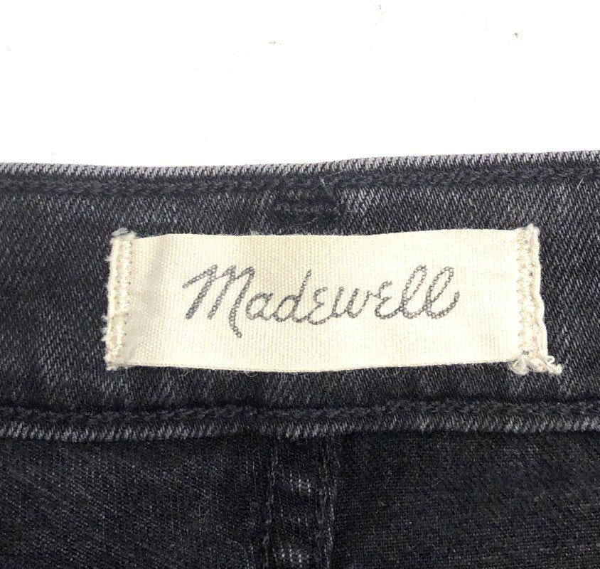 Madewell Women's The Momjean Faded Black Distressed Ripped Frayed Hem Sz 26