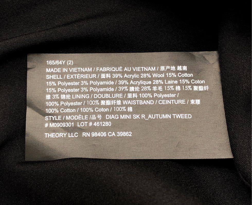 Theory Women's Autumn Tweed Diag Mini Skirt Blue Multi Fringe Hem Sz 4 NWT