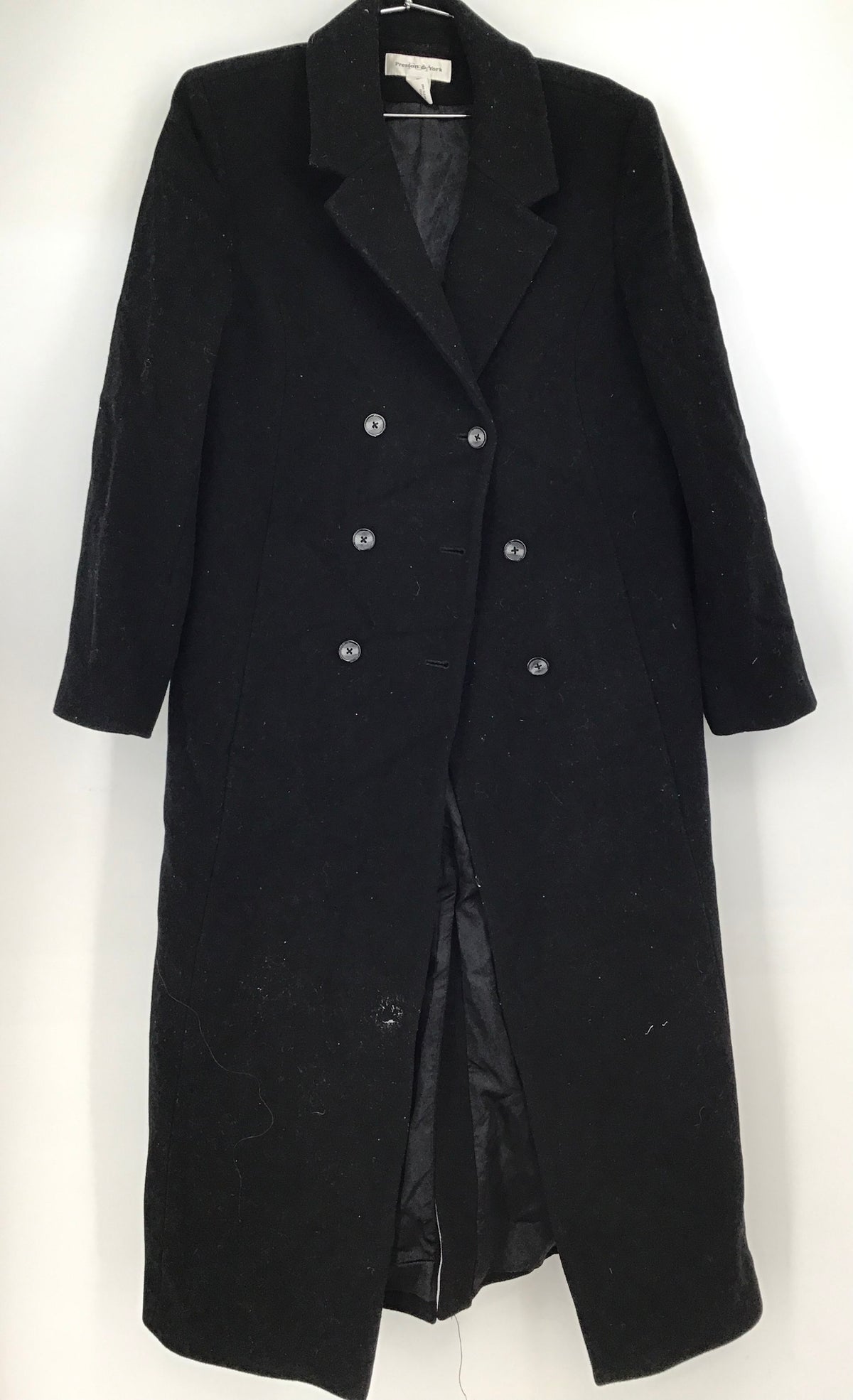 Preston &amp; York Women&#39;s Black Wool Notch Lapel Double-Breasted Peacoat - Size 12