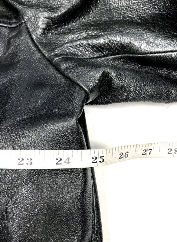 M. Julian Wilsons Men's Black Leather Button Front Car Coat Jacket Sz M