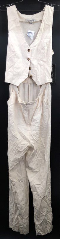 Madden Girl Women's 2-Piece Vest and Pants Set Cream Textured Woven Sz XL NWT