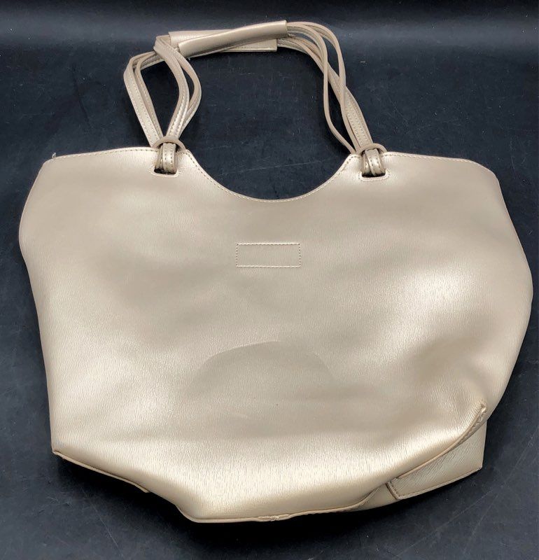 Neiman Marcus Metallic Champagne Gold Multi-Strand Handle Tote Bag