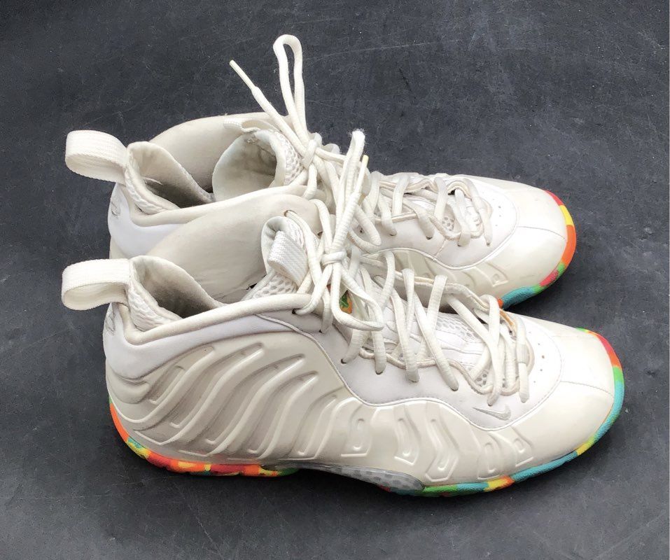 Nike Little Posite One Fruity Pebbles White Multi-Color Youth Size 7Y