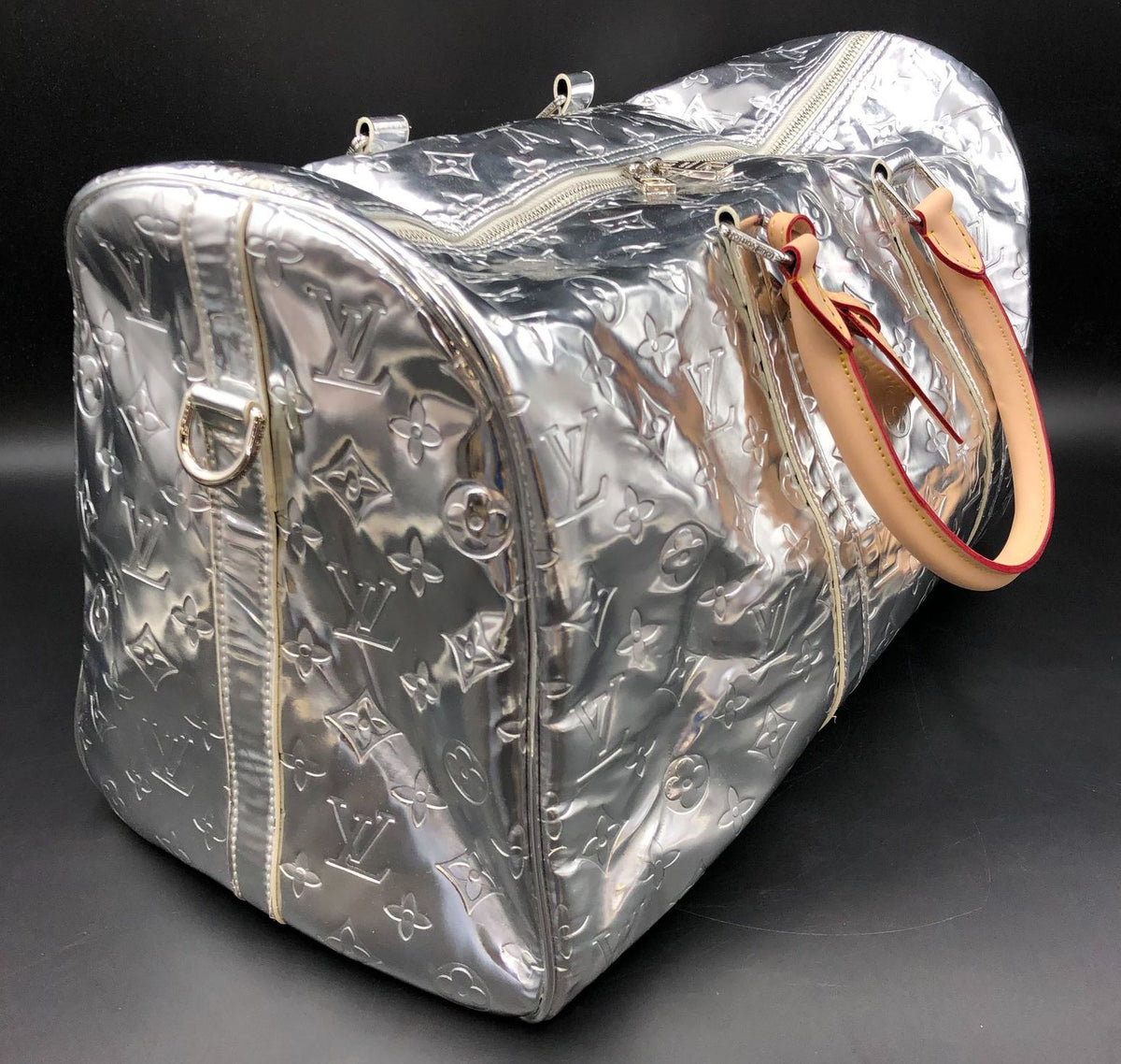 Louis Vuitton Inspired Large Mirror Silver Monogram Keepall Bandouliere 50 Bag