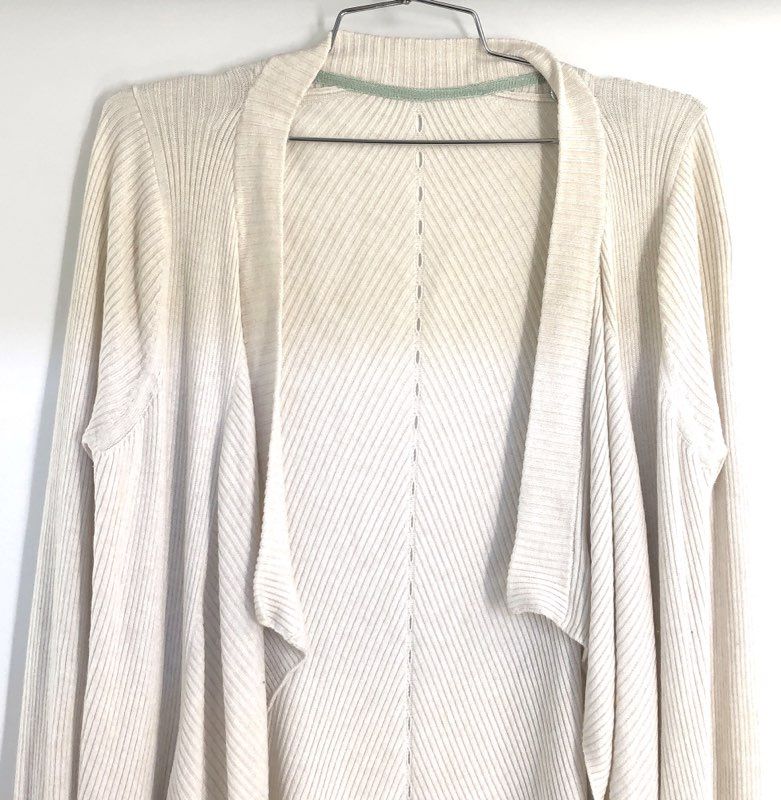 Lululemon Women's Cream Ribbed Open Front Wrap Cardigan