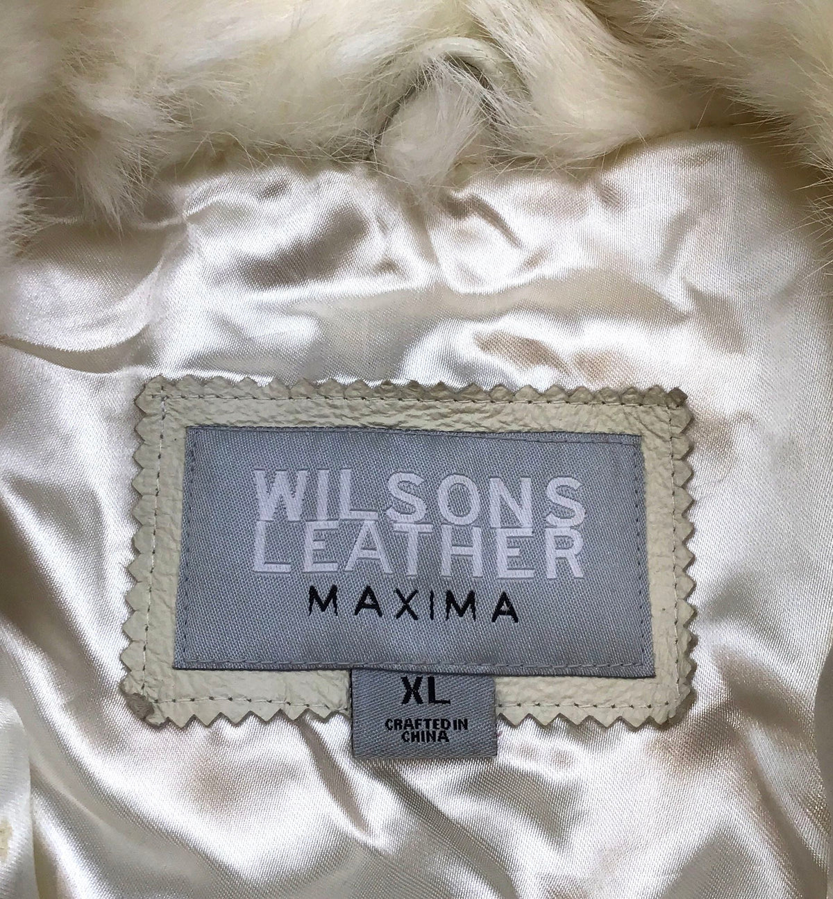 Wilsons Leather Maxima Women's White Fur Jacket - Size XL