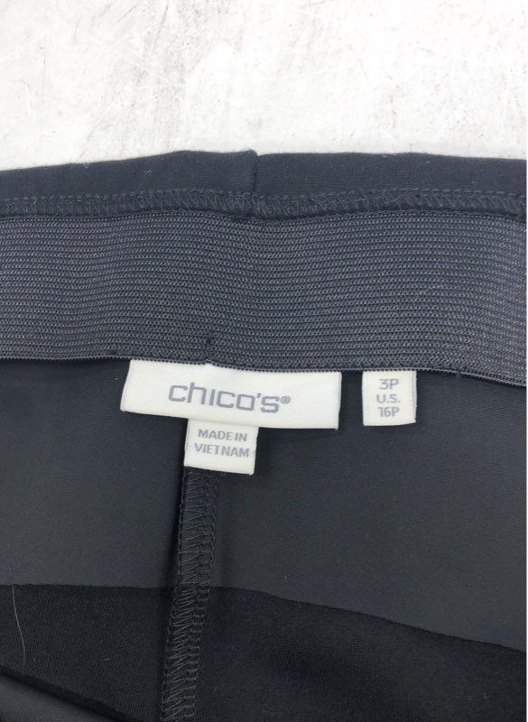 Chico's Women's Black Pull-On Gold Trim Pocket Petite Pants Size 16P