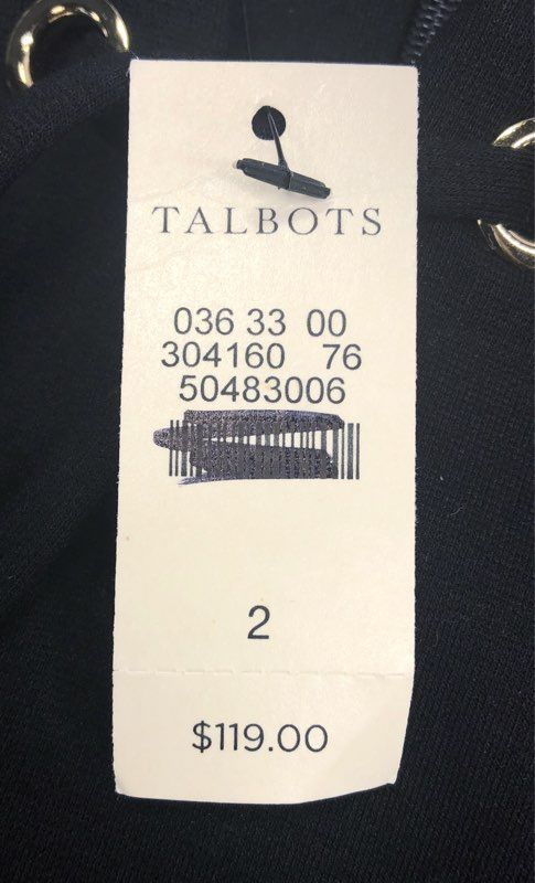 Talbots Women's Black Short Sleeve Sheath Dress Lace-Up Grommet Sz 2 NWT