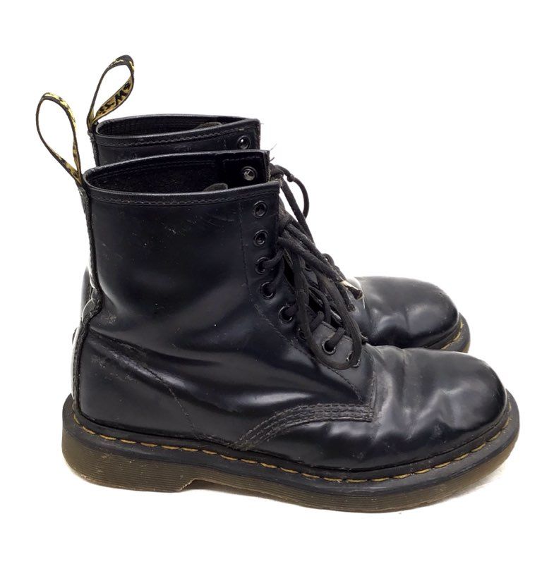 Dr Martens 1460 Black Smooth Leather 8-Eye Combat Boots Size UK 8