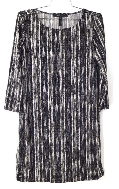 BCBGMAXAZRIA Women's Jersey Sheath Dress Black Batik Print NWT Long Sleeve Sz S