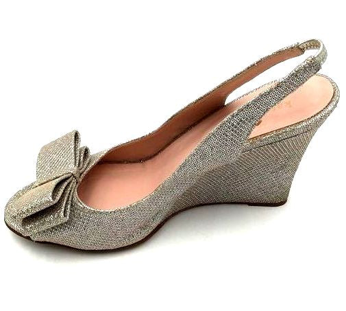 Kate Spade New York Charm Silver Glitter Slingback Heels- Size: 6.5 (+COA)