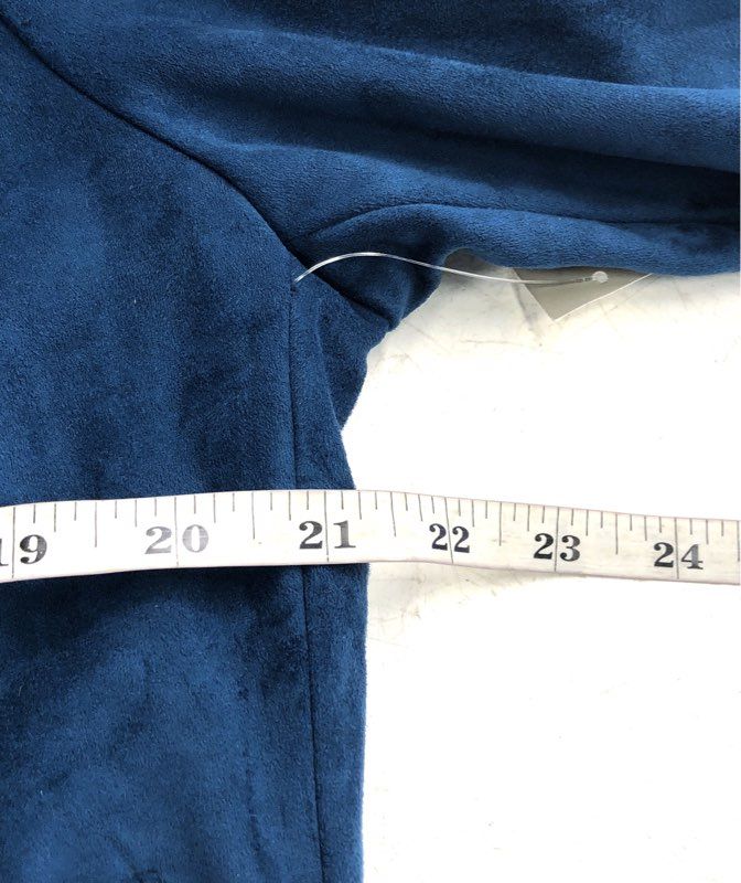 Chico's Women's NWT Faux Suede Moto Jacket Teal Collared Size 2 US 12/14