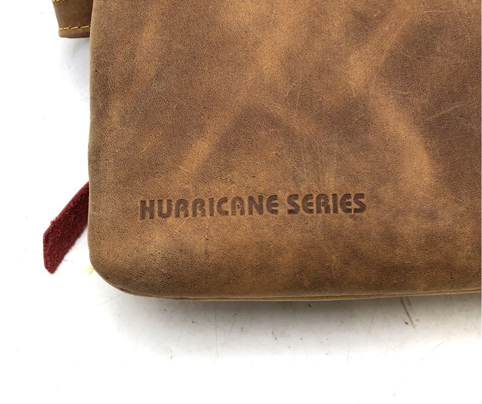 Cooks Tan Brown Leather Hurricane Series Foldover Clutch Crossbody Bag NWT