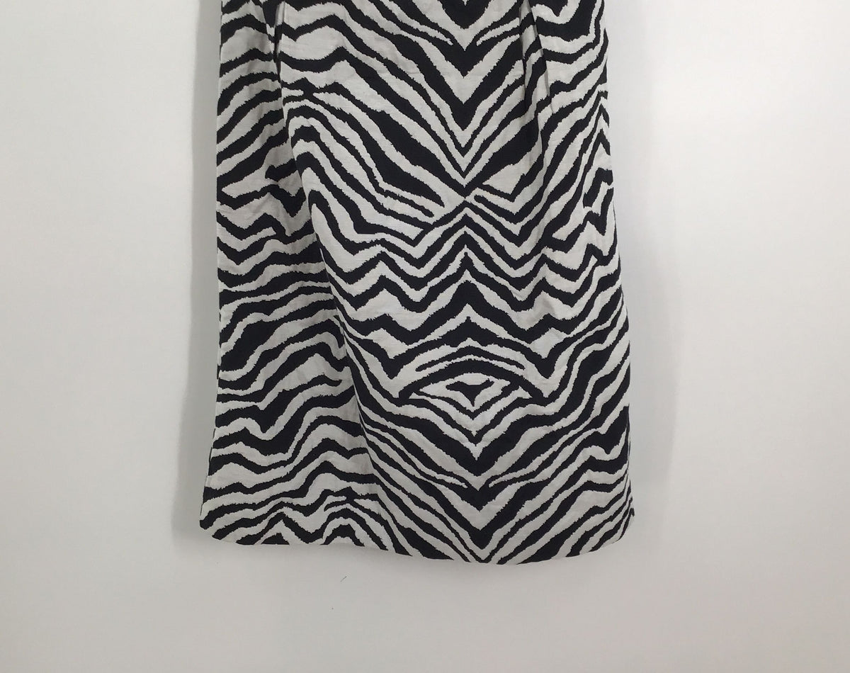 NWT Michael Kors Women&#39;s White Black Zebra Print Cut-Out Sheath Dress - Size 4