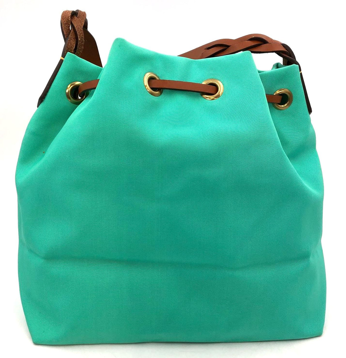 Dooney & Bourke Teal Nylon Shoulder Bag with Brown Braided Leather Trim (+COA)