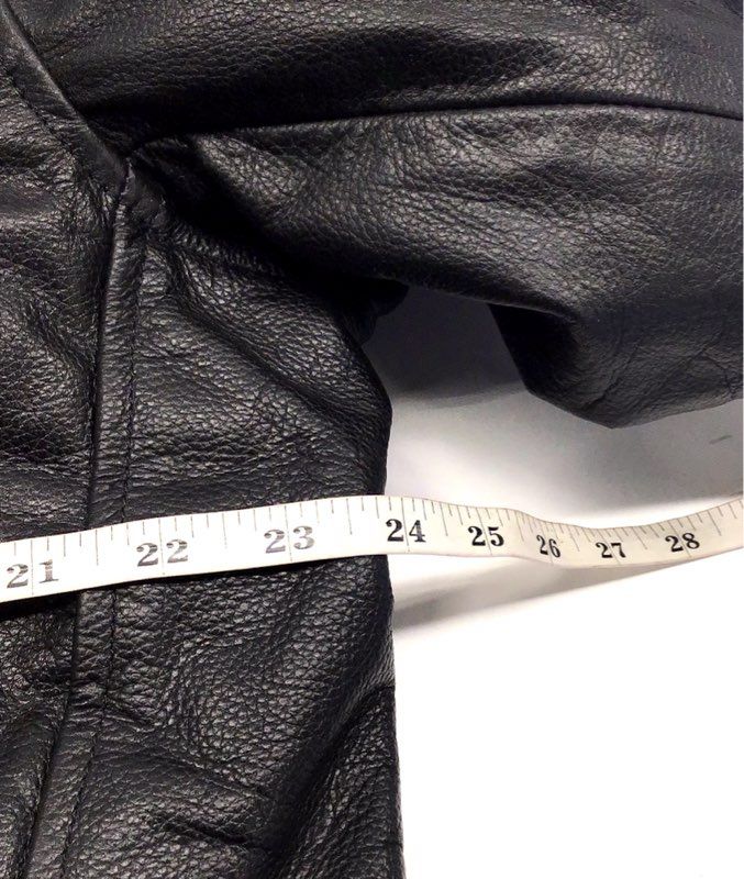 HWK Men's Leather Motorcycle Biker Jacket Black Asymmetrical Zip Size L