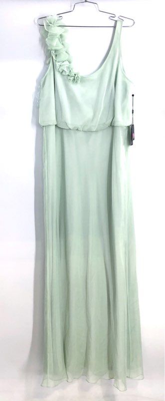 Adrianna Papell Women's Mint Green One Shoulder Rosette Chiffon Gown NWT Sz 18