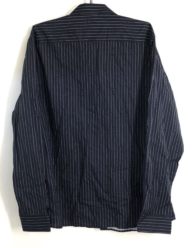 Ted Baker Men's Navy Branded Stripe Print Regular Fit Cotton Shirt Sz 5 NWT