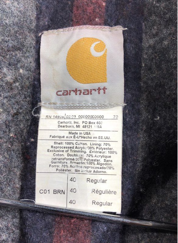 Carhartt C01 Brown Duck Chore Coat Jacket Vintage USA Made Lined Men's 40