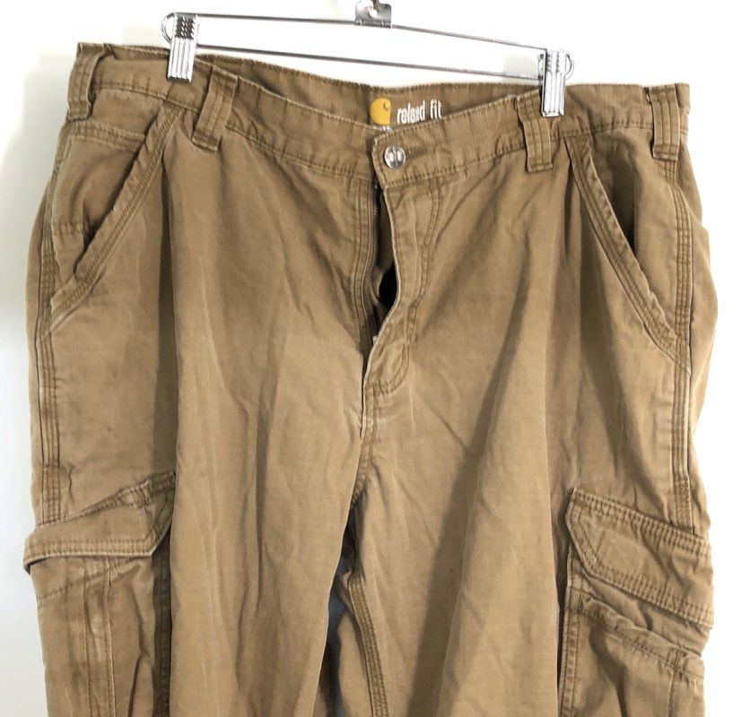 Carhartt Men's Khaki Force Relaxed Fit Ripstop Cargo Pants Sz 38x32