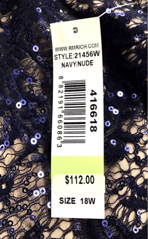 NWT R&M Richards Women's Navy Nude Mini Dress - Size 18W