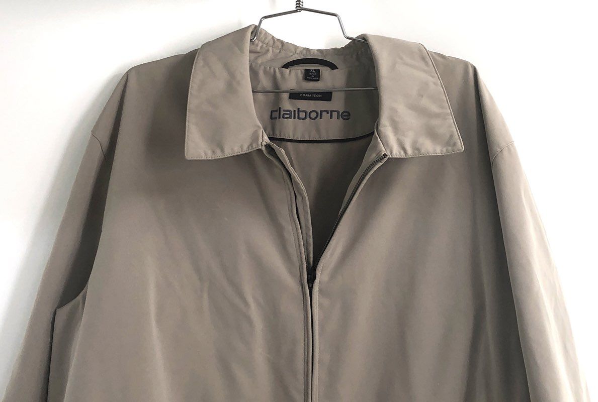 Claiborne Men's Tan Foam Tech Zip Harrington Jacket Windbreaker Size XL