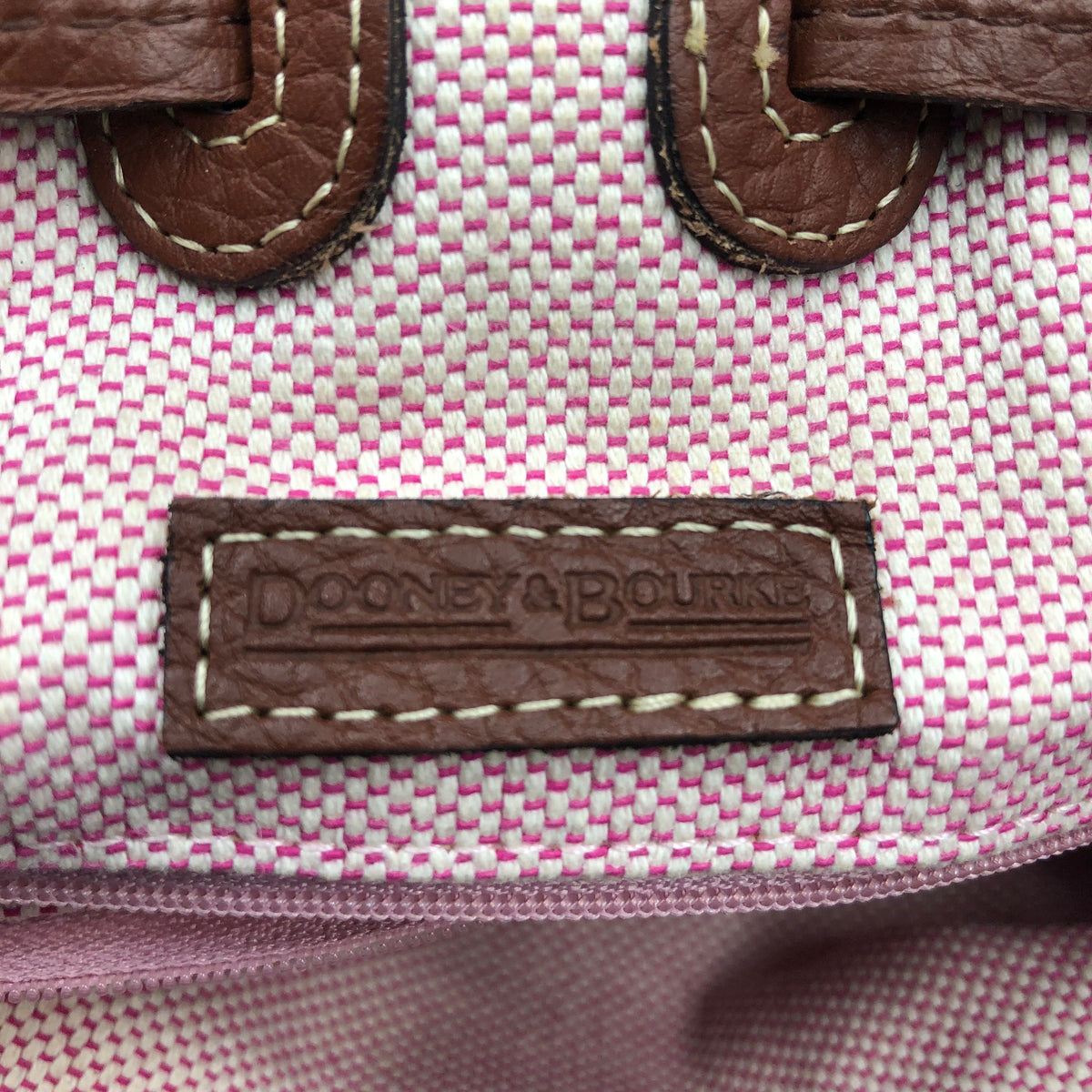 Dooney & Bourke Brown Signature Canvas Monogram Drawstring Satchel Bag COA