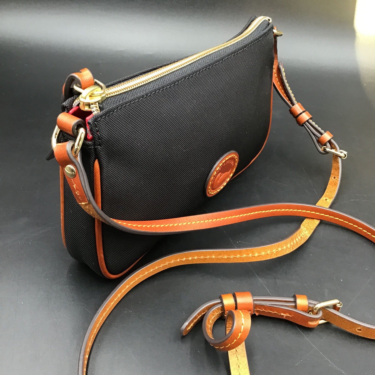 Dooney & Bourke Black\Brown Nylon 'Lexie' Crossbody Bag (+COA)
