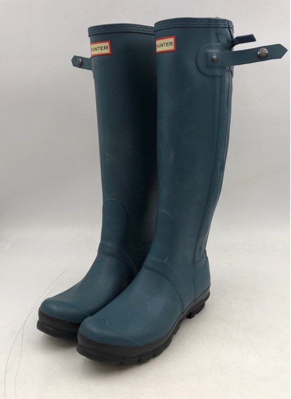 Hunter Women&#39;s Blue Round Toe Waterproof Rain Boots - Size 8