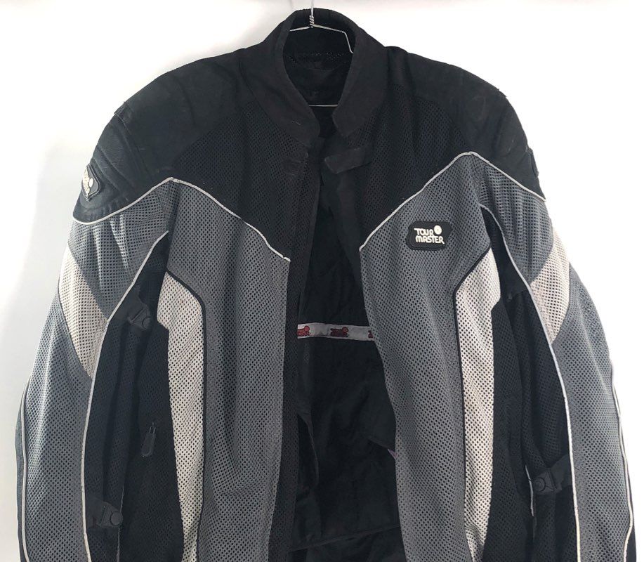 Tour Master Men's Intake Motorcycle Jacket Black Gray Mesh Padded Armor Tall LG