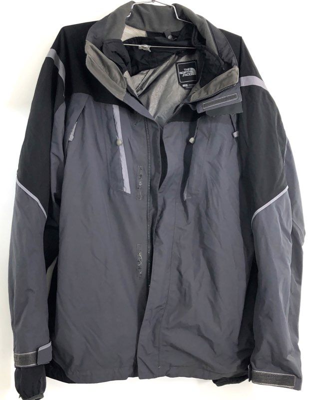The North Face Men's Gray Black Technical Full Zip Hooded Shell Jacket Sz L