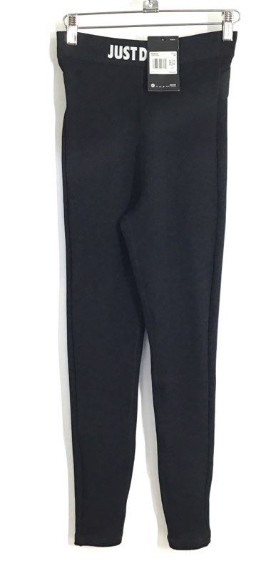 Nike Women's Sportswear Ribbed Leggings Black High Rise Just Do It NWT Sz XS