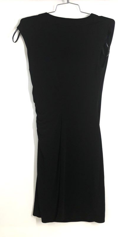 Laundry by Design Women's Black V-Neck Cap Sleeve Ruched Wrap Front Dress 4 NWT