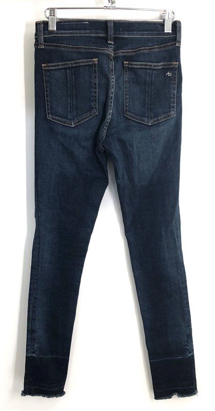 Rag & Bone Women's Stanwix Skinny Jeans Dark Wash High Rise Raw Hem 25