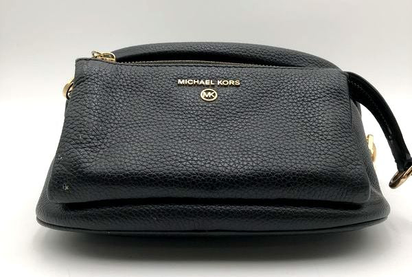 Michael Kors Black Pebbled Leather Cooper Fanny Pack Belt Bag Gold Hardware COA