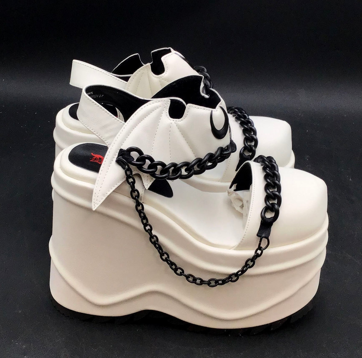 NIB Demonia Women's Wave 20 White Ankle Strap Sandals - Size 7