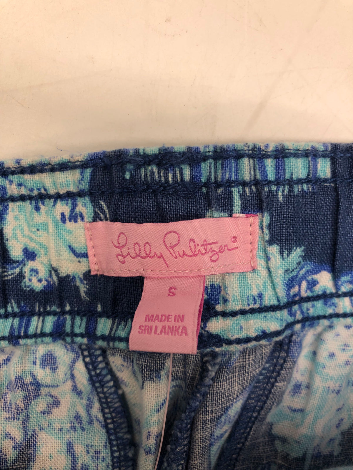 Lilly Pulitzer Women's Florita Linen Pant Deep Indigo Joy Ride Elephant Sz S NWT