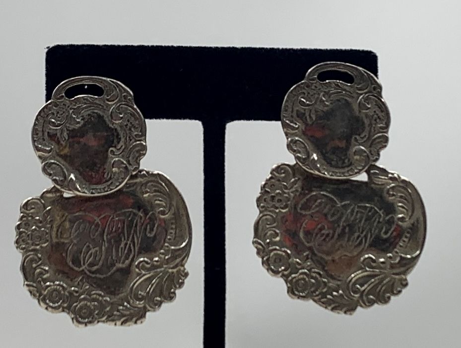 Terrific Sterling (.925) Silver 1.75" Clip-On Earrings 23.49g