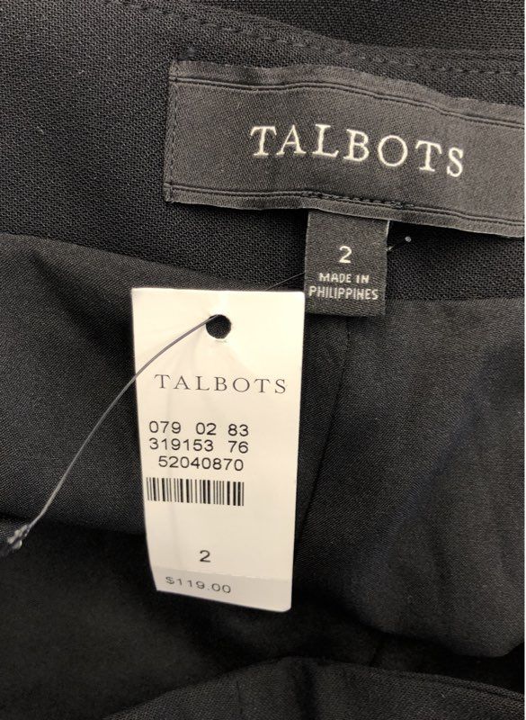 NWT Talbots Women's Black Crepe Wide-Leg Trouser Pant - Size 2